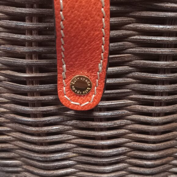 RARE! Vintage NEW WITH TAG! Dk Brown/Tomato KATE SPADE "HENLEY" Wicker Purse Bag - Picture 7 of 15